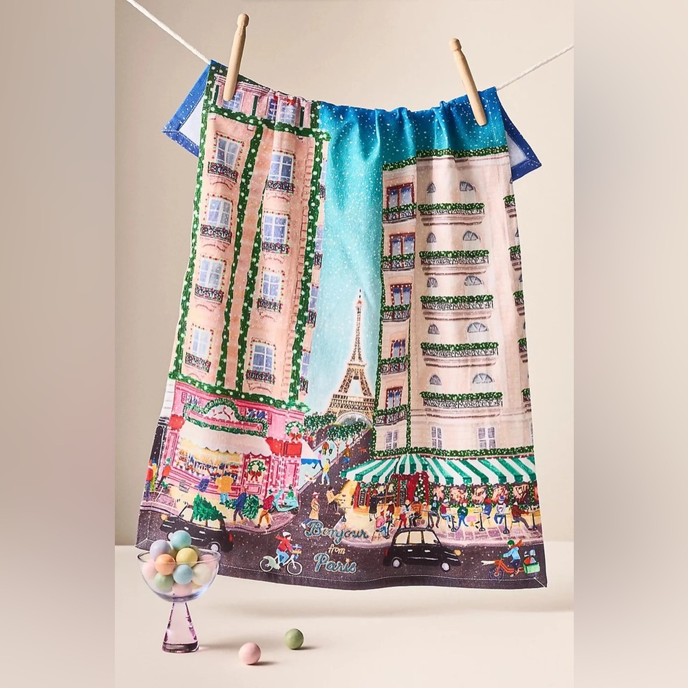 Anthropologie Holiday In The City Dish Towel Paris